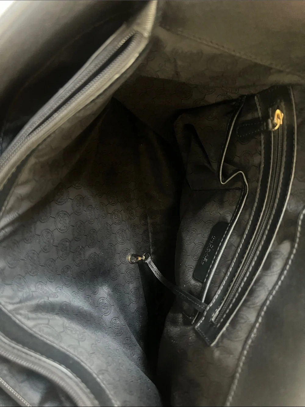 Michael Kors Black Leather Tote with Gold Accent Charm